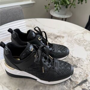 Michael Kors Black Quilted Sneakers with Gold Accents